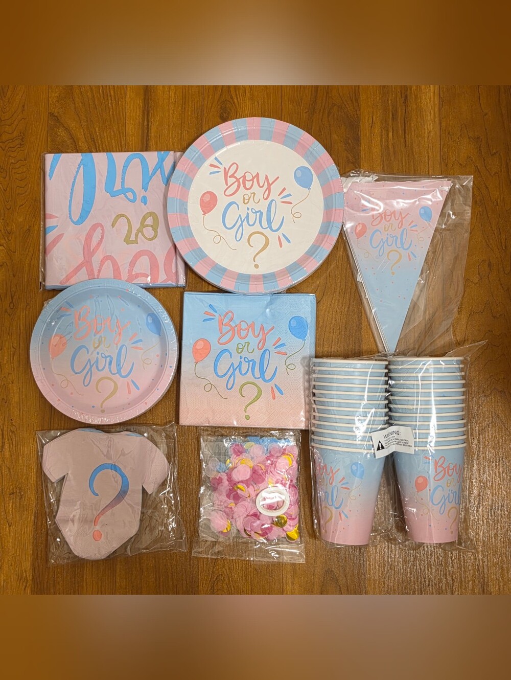 Gender Reveal Party Paper Tableware Set - Pink & Blue